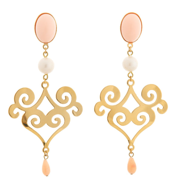ANA earring gold-plated coral
