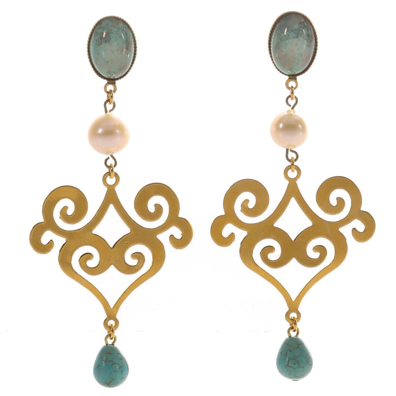 ANA earring gold-plated turquoise and pearl