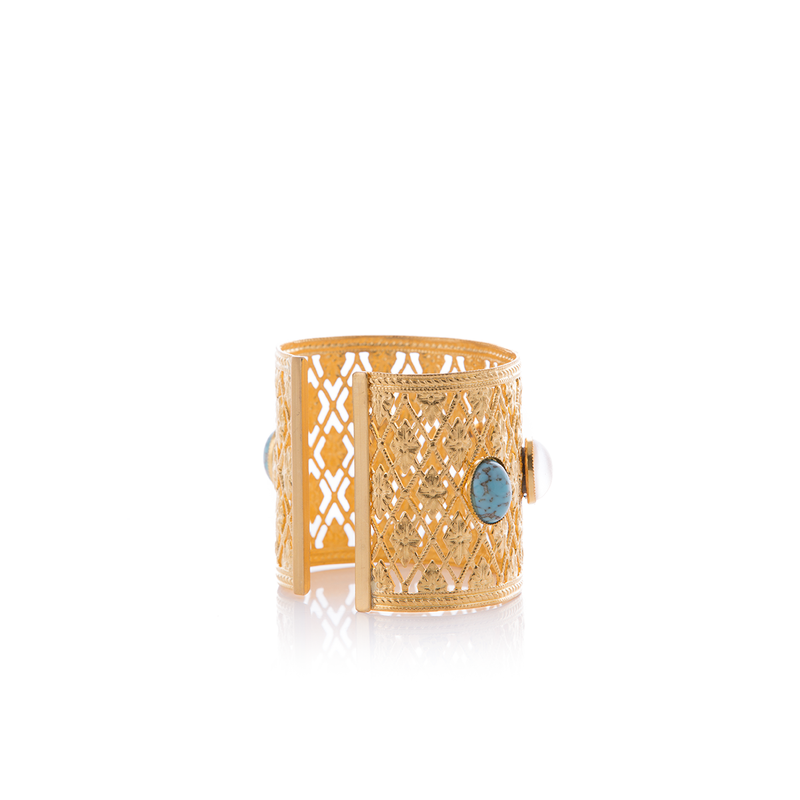 ANTIGONE bracelet gold-plated turquoise and pearl