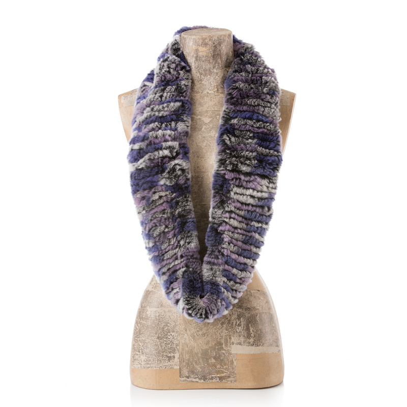 ASPEN Purple Lavender round fur scarf