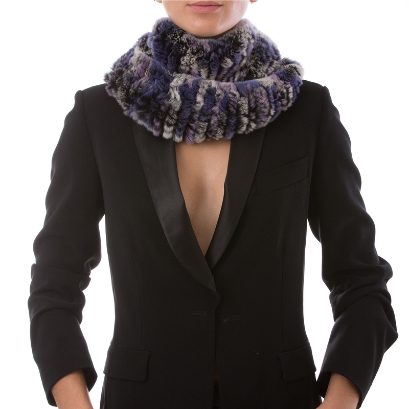 ASPEN Purple Lavender round fur scarf
