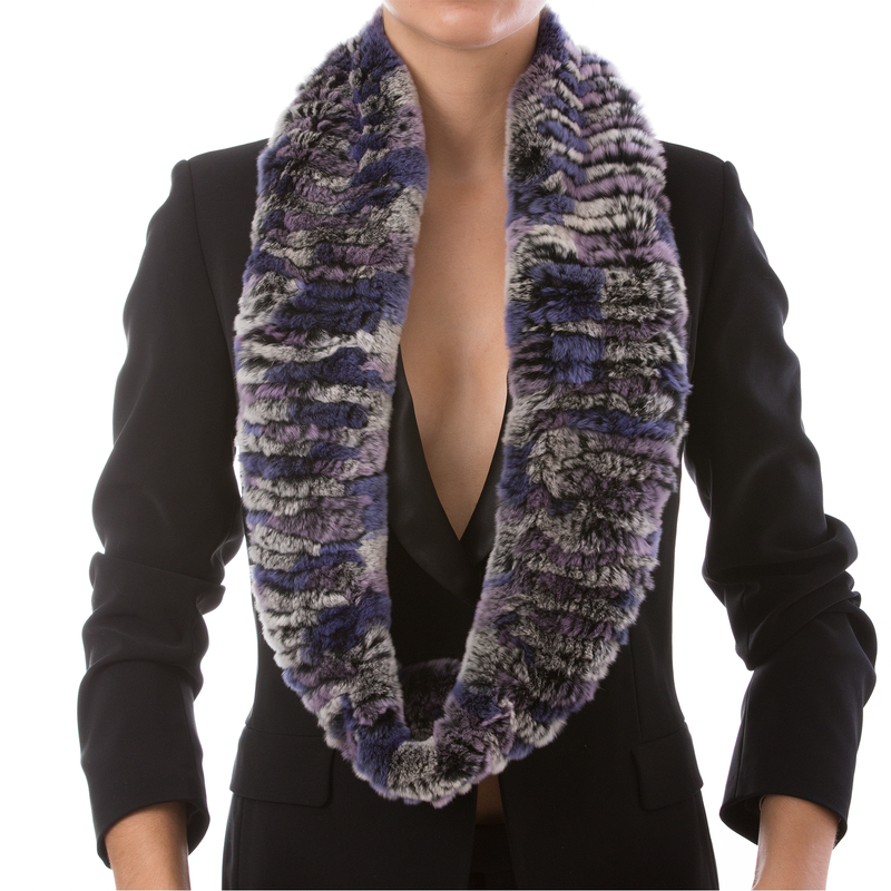 ASPEN Purple Lavender round fur scarf