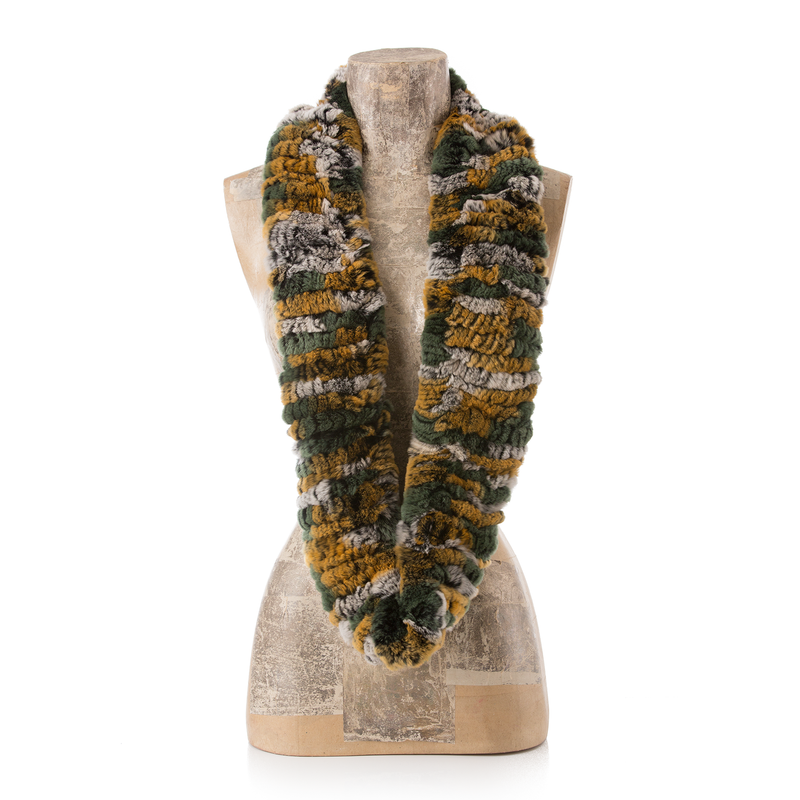 ASPEN Green Yellow  Round fur scarf