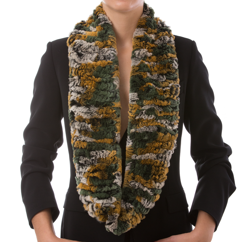 ASPEN Green Yellow  Round fur scarf
