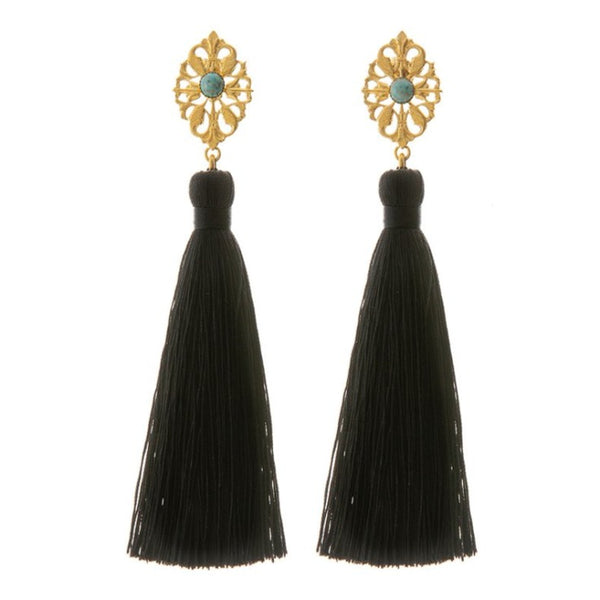 AZYADE Earring Black - Turquoise Cabochon