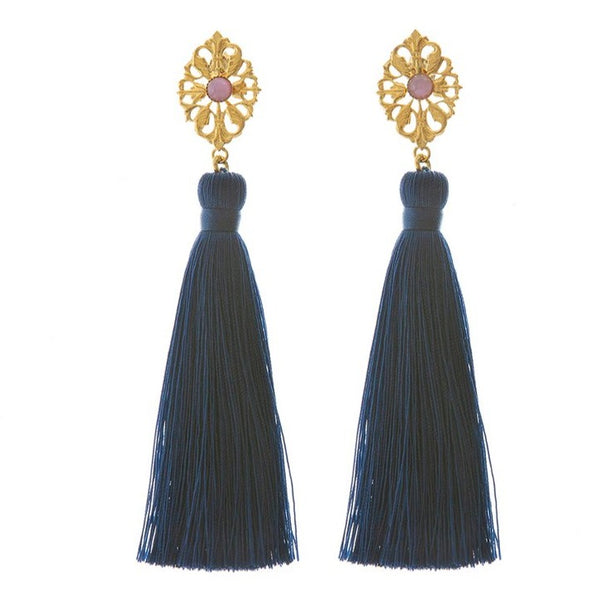 AZYADE Earring Navy - Pink Cabochon