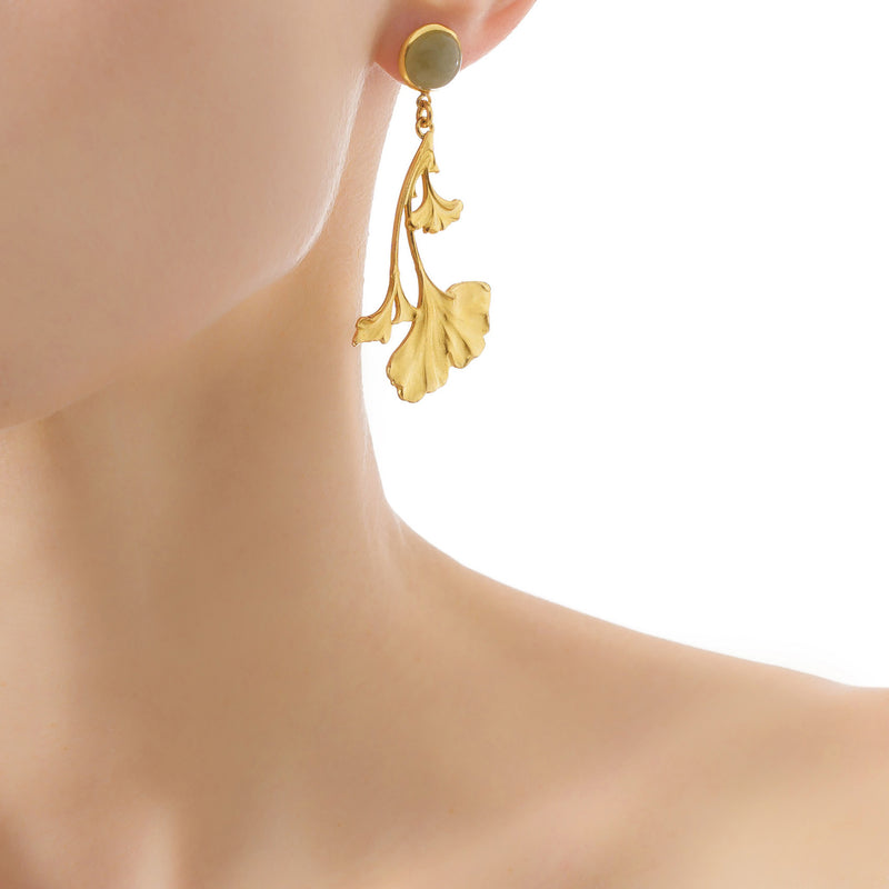 DAHLIA earrings gold-plated with an amazonite cabochon