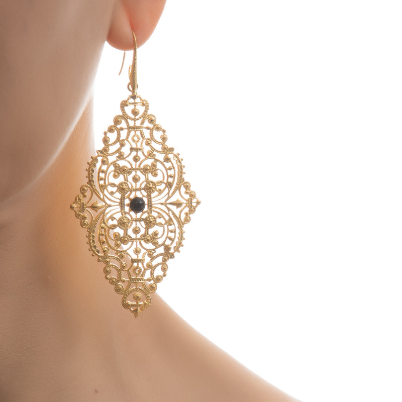 FAUSTINE delicate filigree earrings black