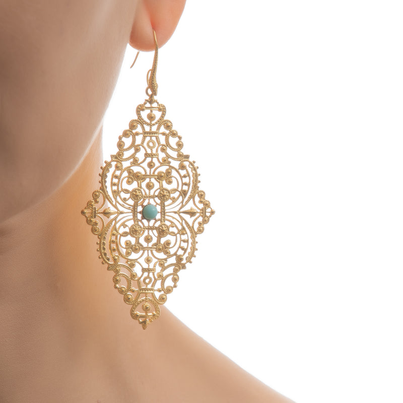 FAUSTINE delicate filigree earrings turquoise