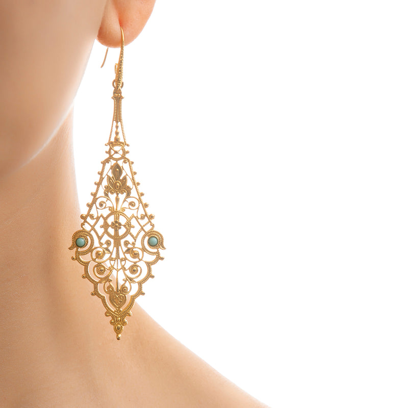 CHARLINE delicate filigree earrings turquoise
