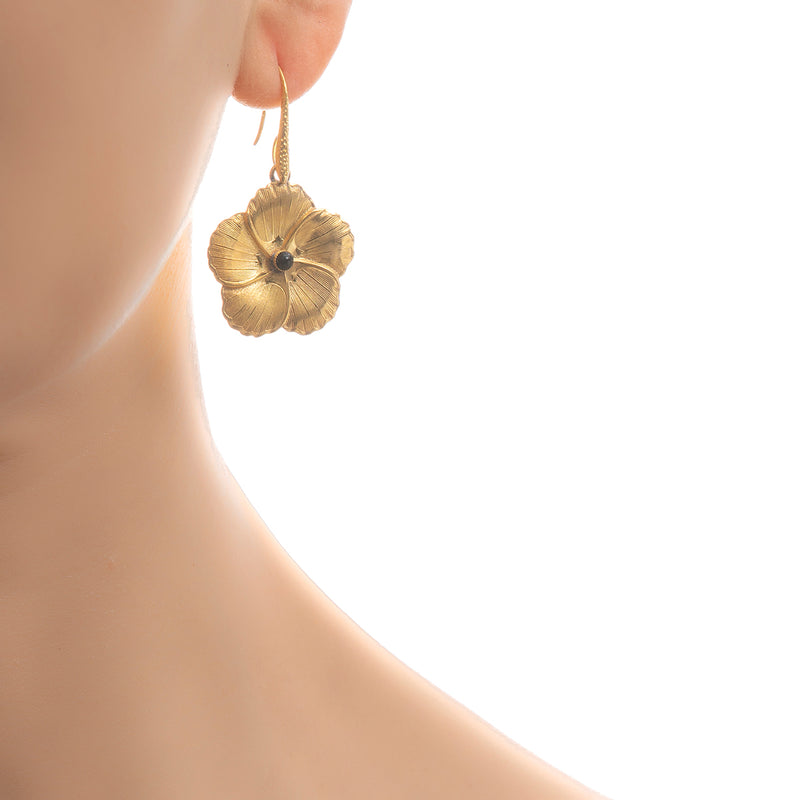 FLORINE flower dangling earrings black