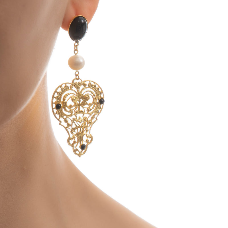 PERSEPHONE earring gold-plated black