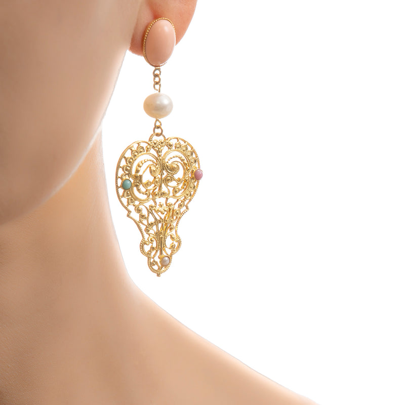 PERSEPHONE earring gold-plated coral