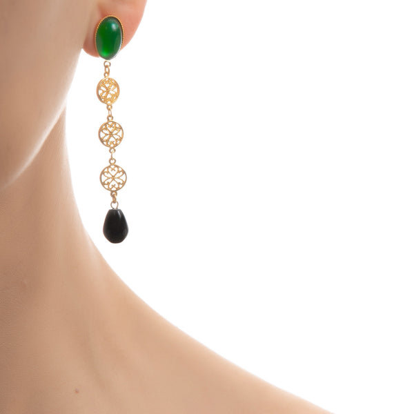NOOR earring green & black agate