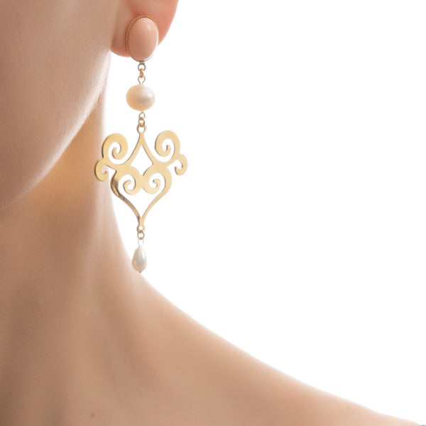 ANA earring gold-plated pink and pearl
