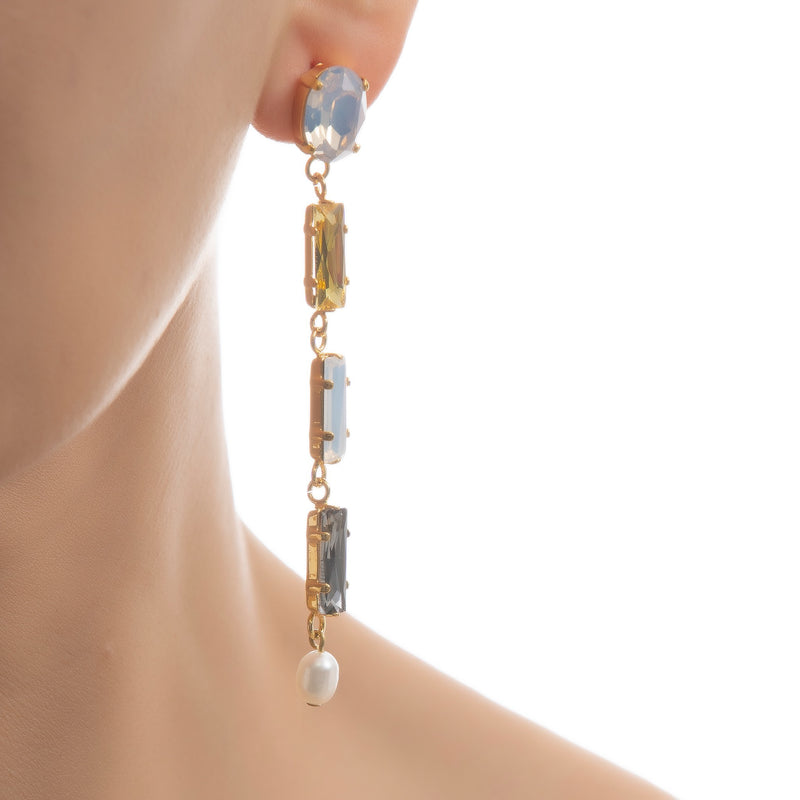 LANA Earring Pearl Grey - Swarovski crystal Long
