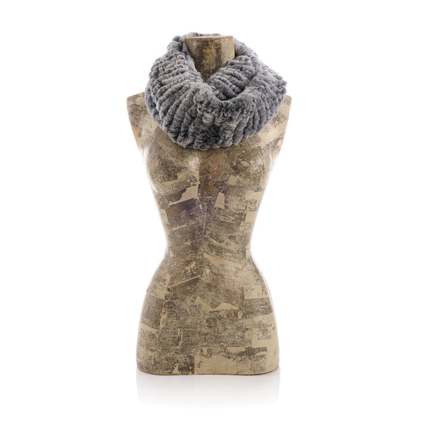 MERIBEL Grey round knitted  scarf