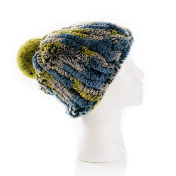 Verbier  Mixed yellow and denim blue  Knitted Hat