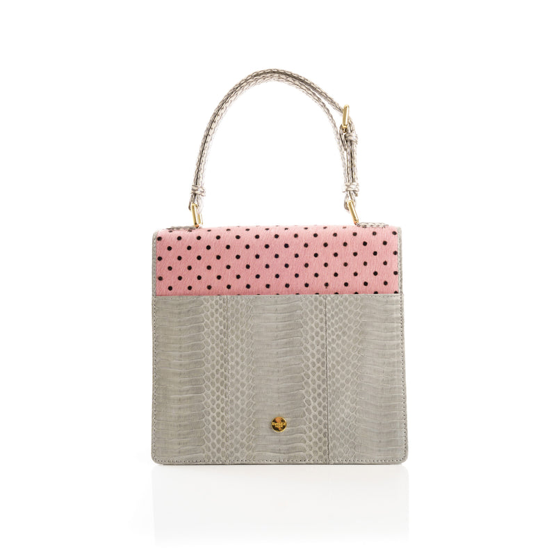 Handle Bag TAHDAH PINK Polka dot and GREY BLUE