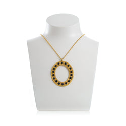 COLOMBINE Statement Vintage-Inspired Pendant Necklace Black