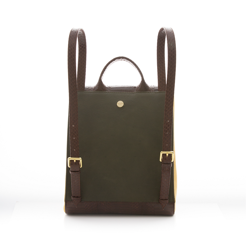 Bagpack BAGIFIK Brown Cobra, Paprika and Mustard Suede