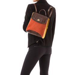 Bagpack BAGIFIK Brown Cobra, Paprika and Mustard Suede