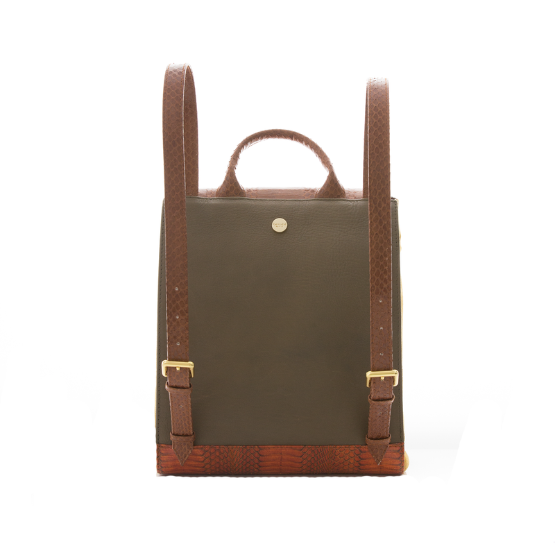 Bagpack BAGIFIK Tobacco and ORBK Cobra, Kaki and Mustard Suede
