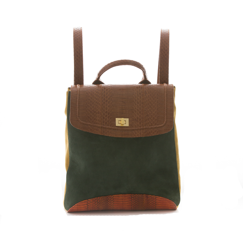 Bagpack BAGIFIK Tobacco and ORBK Cobra, Kaki and Mustard Suede
