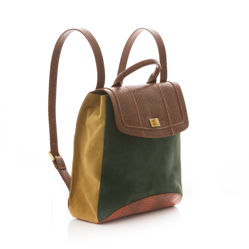 Bagpack BAGIFIK Tobacco and ORBK Cobra, Kaki and Mustard Suede