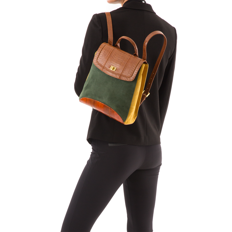 Bagpack BAGIFIK Tobacco and ORBK Cobra, Kaki and Mustard Suede