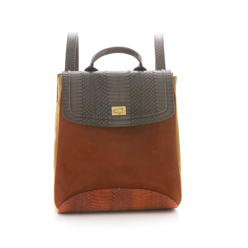 Bagpack BAGIFIK Turtle and ORBK Cobra, Paprika and Mustard Suede