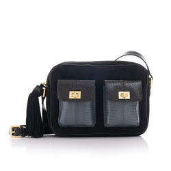 CAMBAG, crossbody bag black cobra and lamb suede