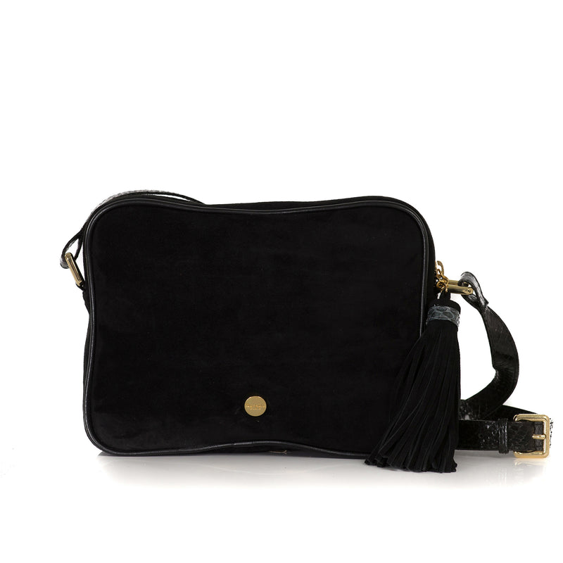 CAMBAG, crossbody bag black cobra and lamb suede