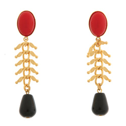 CANDICE gold-plated red and black agate earrings