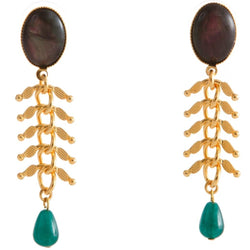 CANDICE gold-plated black and green agate earrings