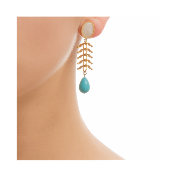 CANDICE gold-plated pearl and turquoise earrings