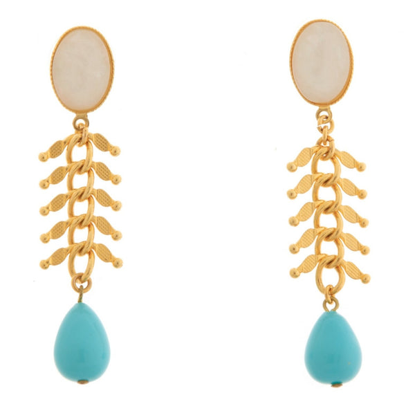 CANDICE gold-plated pearl and turquoise earrings