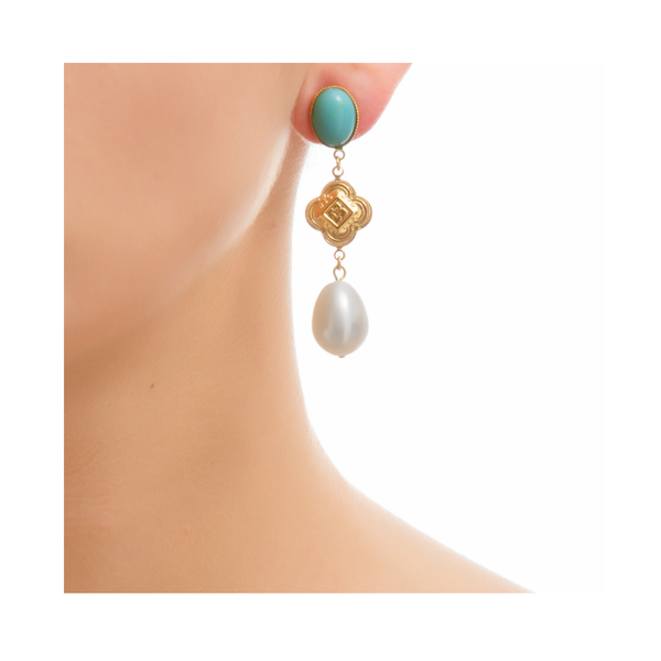 CHERI Earring Gold-Plated Turquoise and Pearl