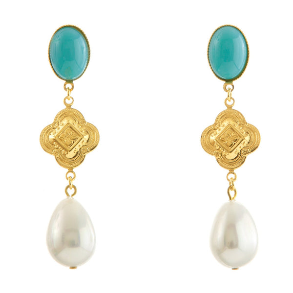 CHERI Earring Gold-Plated Turquoise and Pearl