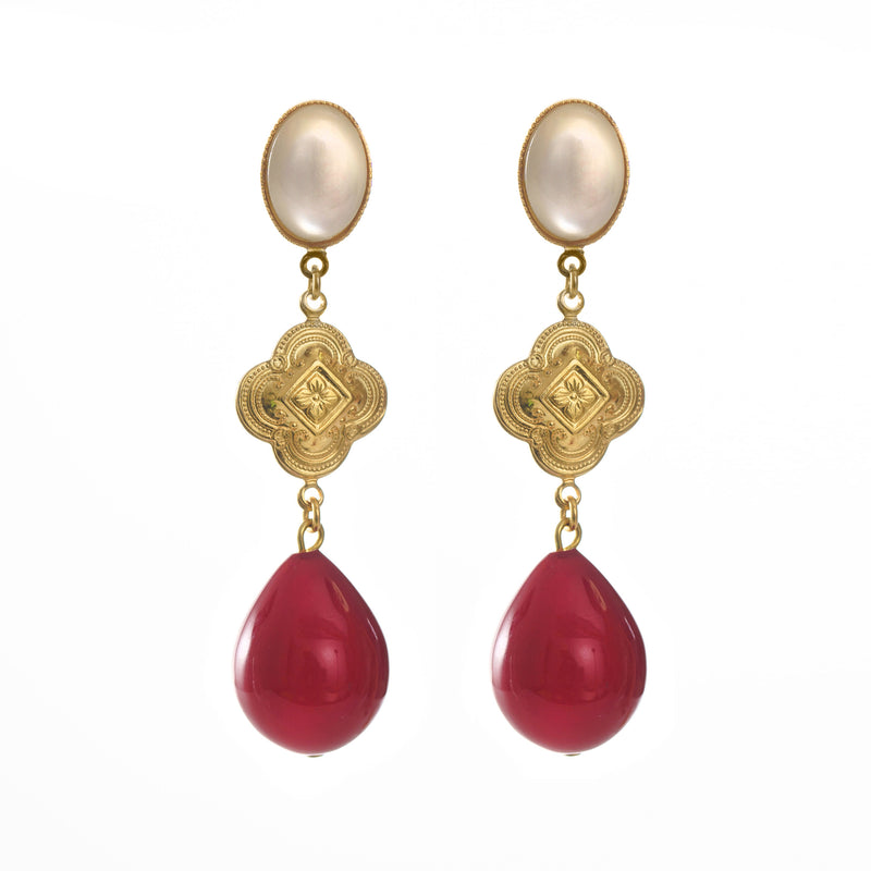 CHERI Earring Pearl & Red