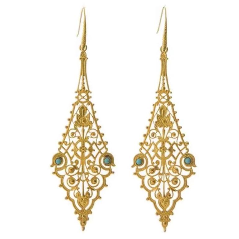 CHARLINE delicate filigree earrings turquoise