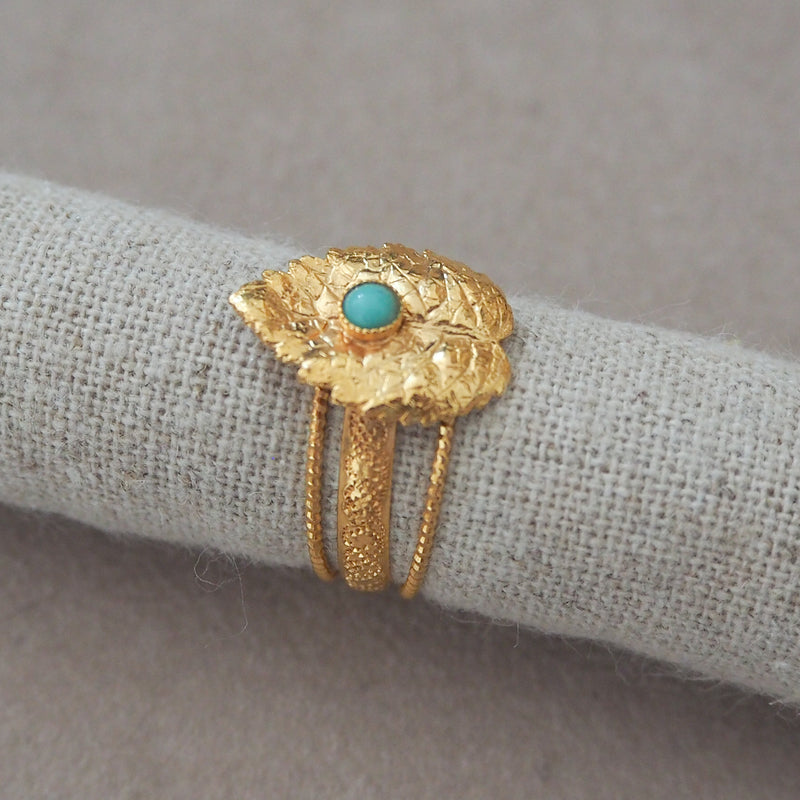 CLELIE Delicate Adjustable Leave Ring Turquoise