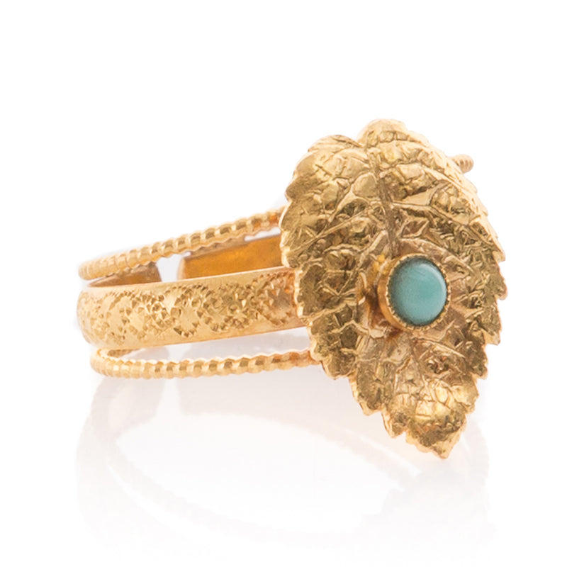 CLELIE Delicate Adjustable Leave Ring Turquoise