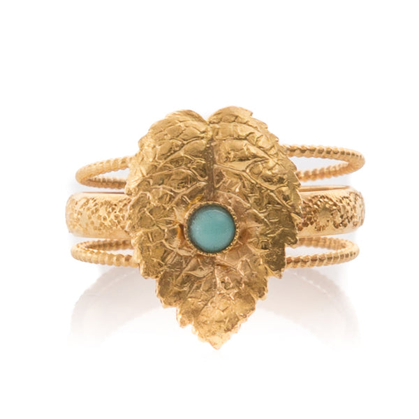 CLELIE Delicate Adjustable Leave Ring Turquoise