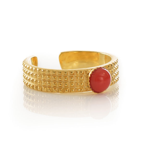 CLARIS adjustable ring red coral