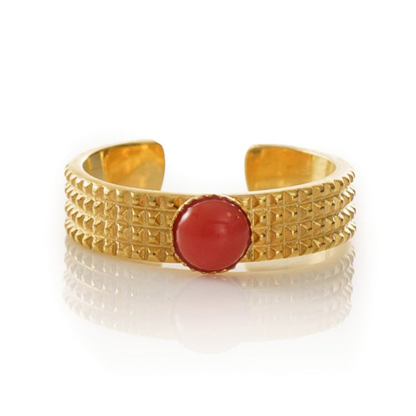 CLARIS adjustable ring red coral