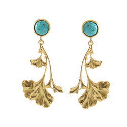 DAHLIA earrings gold-plated turquoise cabochon