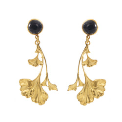 DAHLIA earrings gold-plated with a black cabochon