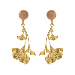 DAHLIA earrings gold-plated with a pink monstone cabochon