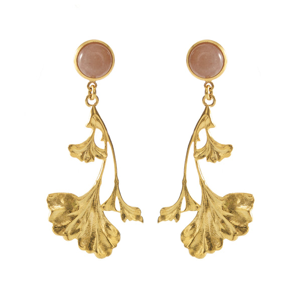 DAHLIA earrings gold-plated with a pink monstone cabochon